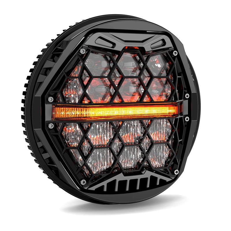 LX-LIGHT DOT Approved 5-3/4" 5.75 Inch LED Headlight with Amber DRL Compatible with Dyna Street Bob Super Wide Glide Low Rider Night Rod Train Softail Deuce Custom Sportster Iron 883,Black - Image 1