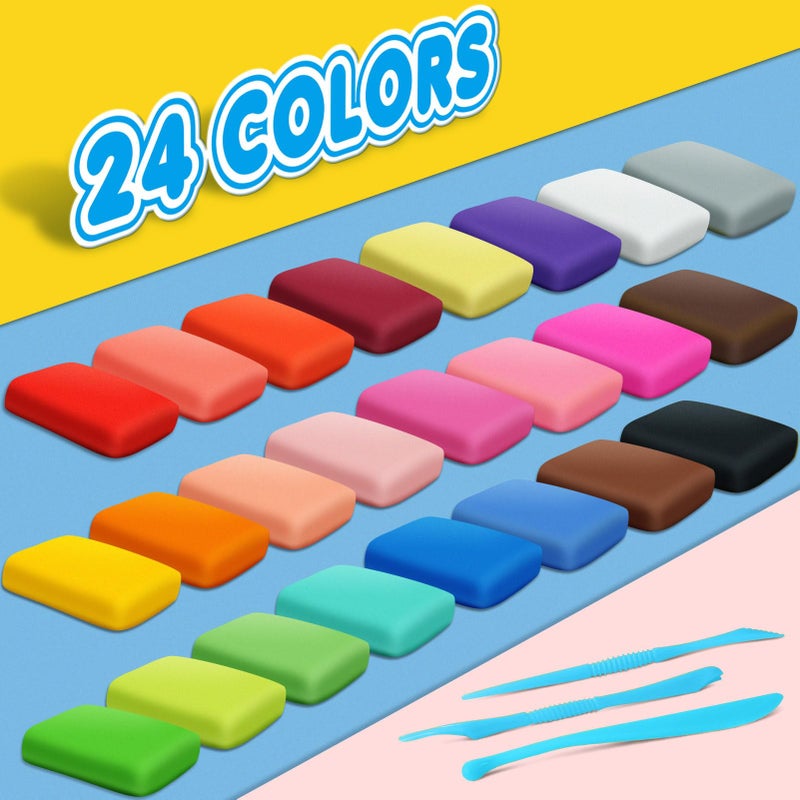 ESSENSON Air Dry Clay - Magic Clay 24 Colors, Modelling Clay for Kids with Tools, Craft Kit for Kids Boys Girls, Toys Gifts for Age 3 4 5 6 7 8+ Years Old Boys Girls Kids - Image 2