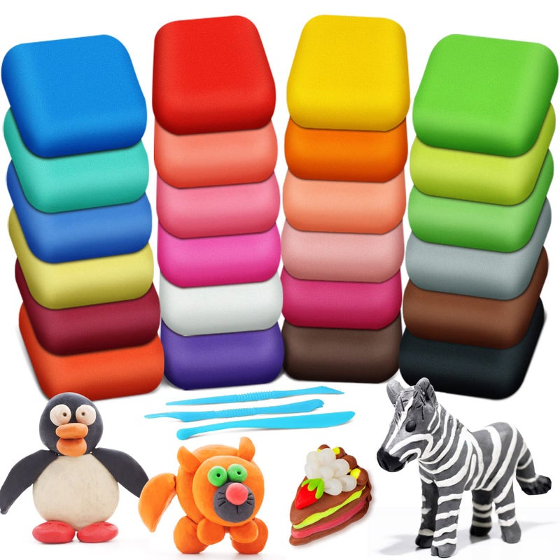 ESSENSON Air Dry Clay - Magic Clay 24 Colors, Modelling Clay for Kids with Tools, Craft Kit for Kids Boys Girls, Toys Gifts for Age 3 4 5 6 7 8+ Years Old Boys Girls Kids - Image 1