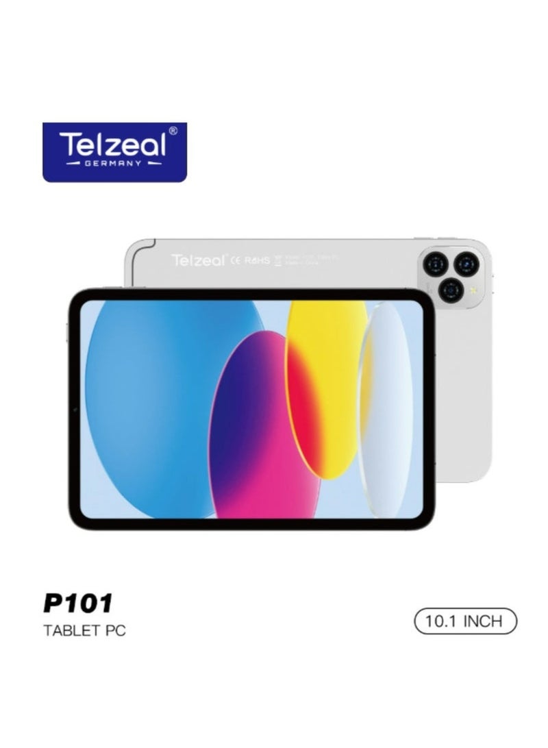 Telzeal P101 Android 13 Tablet – 10.1-Inch HD Display, 8GB RAM + 512GB ROM, Octa-Core Processor, Dual SIM + 5G WiFi, 8000mAh Battery, Includes Wireless Keyboard & Mouse, Dual Cameras – Sleek Silver Finish for Work, Study, Entertainment & On-the-Go Productivity - Image 1