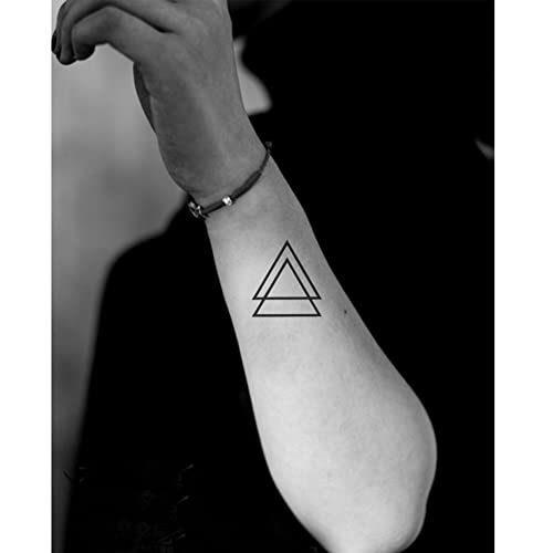 Oottati Small Cute Temporary Tattoo Wrist Geometric Triangles (Set of 2) - Image 3
