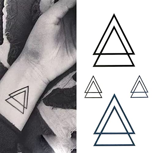 Oottati Small Cute Temporary Tattoo Wrist Geometric Triangles (Set of 2) - Image 2