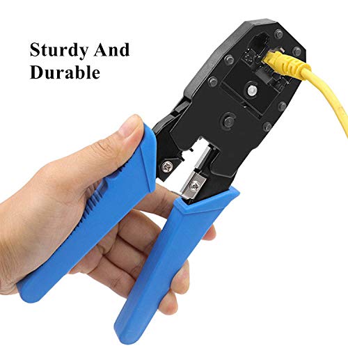 Gaobige rj45 Crimp Tool Kit, Cat5 Cat5e Crimping Tool with 100pcs rj45 Cat5 Connectors, 20pcs rj45 Cat5e Connector Covers, Cable Tester, Network Wire Stripper - Image 2