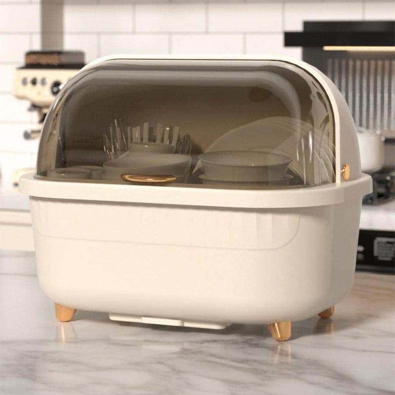 LEVGRY Plastic Dish Drying Rack Dish Drain Storage Box Multifunctional Tableware Holder Space Saving Dish Drainer with Lid Cover for Kitchen Accessories - Image 2