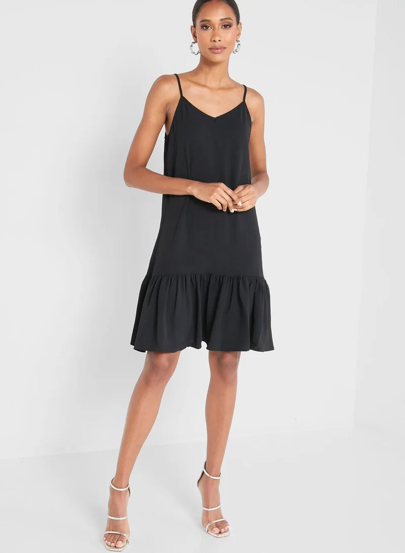 ONLY Strappy Pleated Hem Dress