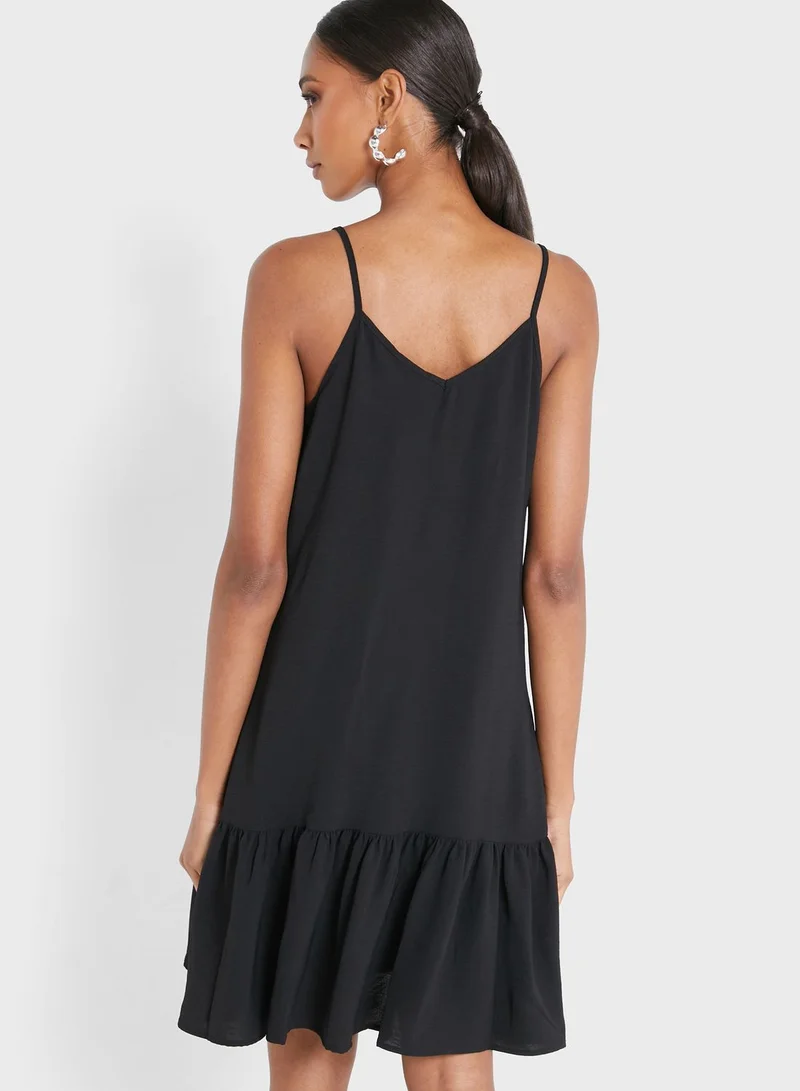 ONLY Strappy Pleated Hem Dress