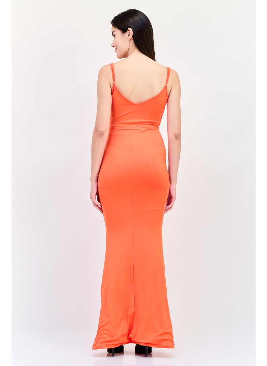 PUBLIC DESIRE Women Plain Maxi Dress, Red  - Image 3