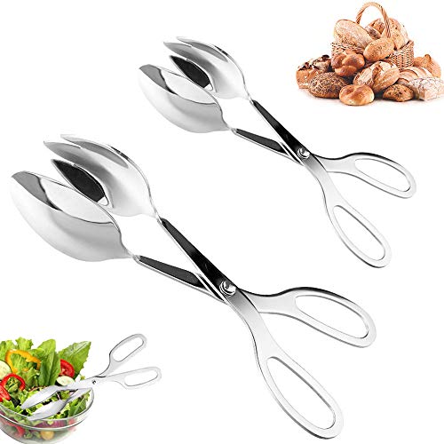 Panxxsen 2 PACK Buffet Tongs,Stainless Steel Salad Tongs,Serving Tongs for Home Kitchen,Cake,Bread,Catering,Party,Barbecue,Seafood,Frying(10Inch and 8Inch) - Image 1