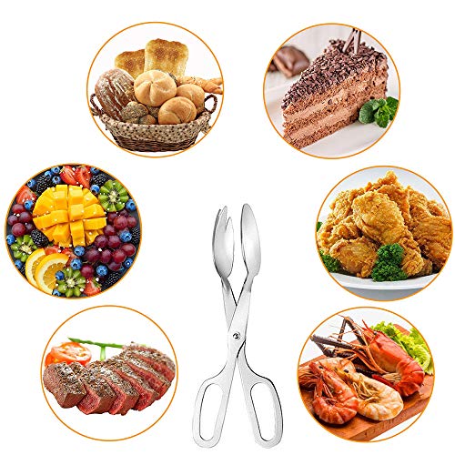 Panxxsen 2 PACK Buffet Tongs,Stainless Steel Salad Tongs,Serving Tongs for Home Kitchen,Cake,Bread,Catering,Party,Barbecue,Seafood,Frying(10Inch and 8Inch) - Image 5