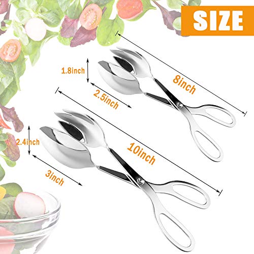 Panxxsen 2 PACK Buffet Tongs,Stainless Steel Salad Tongs,Serving Tongs for Home Kitchen,Cake,Bread,Catering,Party,Barbecue,Seafood,Frying(10Inch and 8Inch) - Image 4