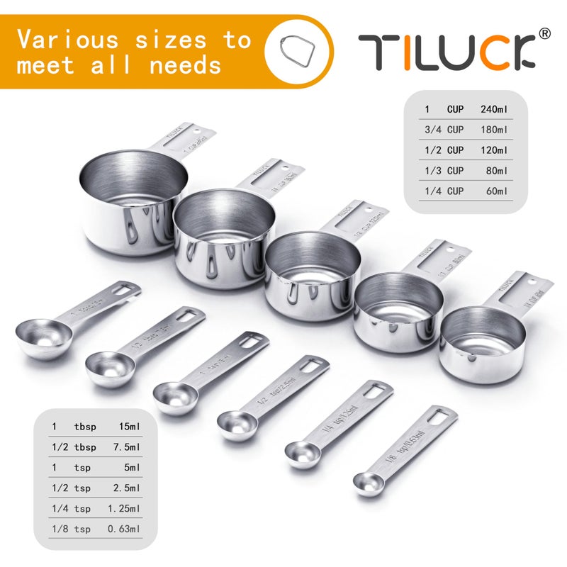 TILUCK Stainless Steel Measuring Cups & Spoons Set, Cups and Spoons,Kitchen Gadgets for Cooking & Baking (11) - Image 2