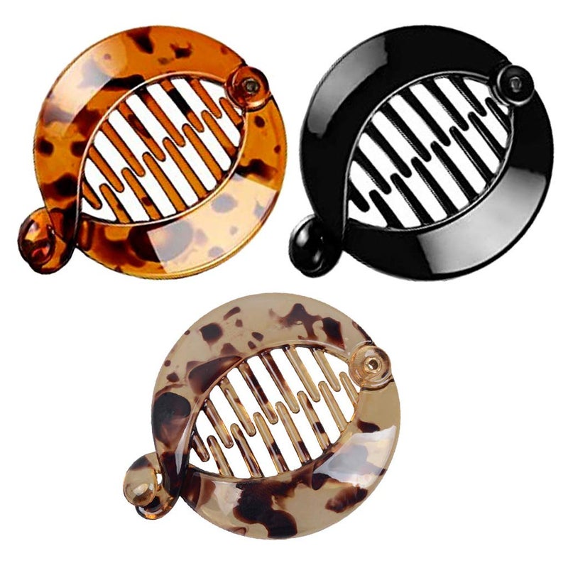 3Pcs Resin Banana Hair Clips Small Banana Hair Combs Fishtail Hair Clip Side Comb Round Ponytail Holder for Women Girl Hair Accessories