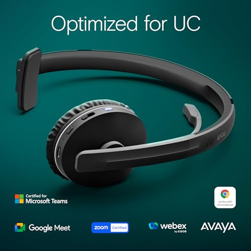 EPOS Adapt 231 - Single Sided Headset, Wireless, Dual-Connectivity Bluetooth, USB-C Dongle Included, UC Optimized and Microsoft Teams Certified, Black - Image 4