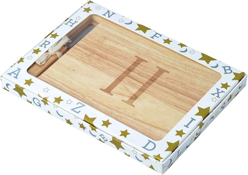 Miicol Wood Charcuterie Board, Monogram Cheese Board 10 Inch, Personalized Initial Cutting Board with Spreader, Unique Housewarming Gift, Ideal for Kitchen, Home, Letter H - Image 3