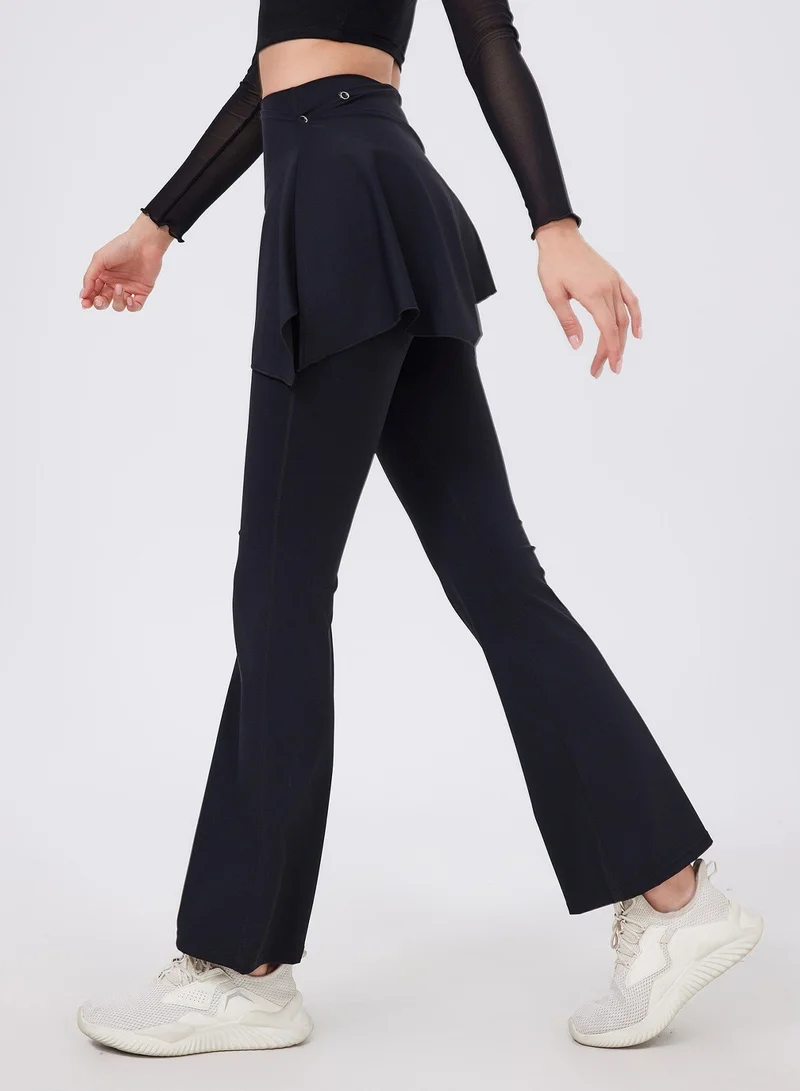 Svl Black Tala Modest Flared Leggings with Detachable Skirt for Women | Best Price UAE