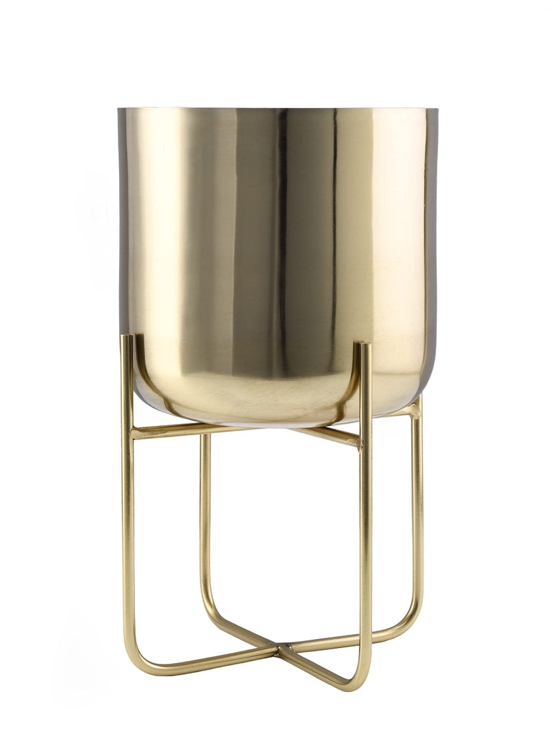Serene Spaces Living Serene Spaces Living Short Gold Planter with Detachable Metal Stand 13 X 725 Decorative Indoor Planter Pot Flower Pots Stand for Living Room Kitchen Office 