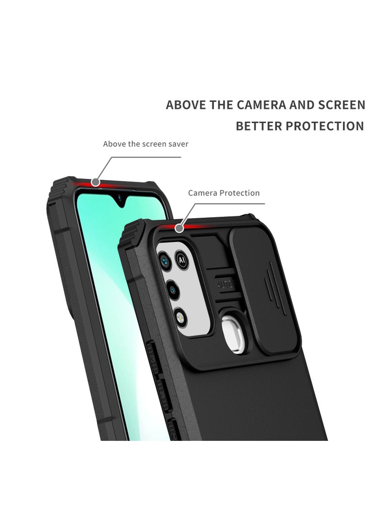 Infinix Hot 9 Play / Hot 10 Play / Hot 11 Play Black Mobile Phone Case Cover, Innovative Telescopic Bracket, Sliding Protection Camera Window, Bumper Shockproof Phone Back Cover - Image 3