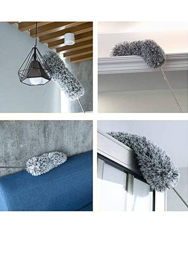eBasket Microfiber Flicker with Extra Long 2.5 Meter Stainless Steel Handle, Extendable with Bendable Head for Cleaning High Ceiling Fans, Indoor Ceiling, Cobwebs and Vacuum Dust, Wet or Dry Use  - Image 1