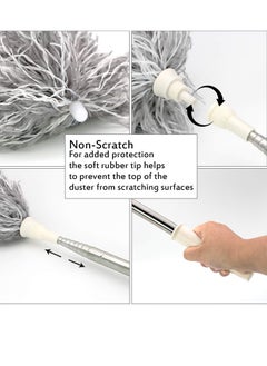 eBasket Microfiber Flicker with Extra Long 2.5 Meter Stainless Steel Handle, Extendable with Bendable Head for Cleaning High Ceiling Fans, Indoor Ceiling, Cobwebs and Vacuum Dust, Wet or Dry Use  - Image 2
