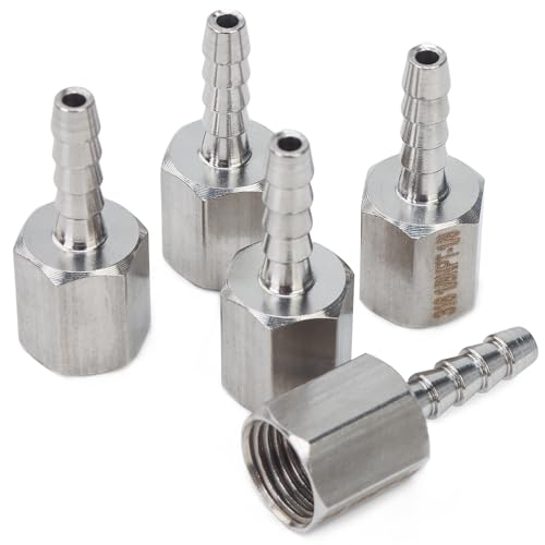 LTWFITTING Bar Production Stainless Steel 316 Barb Fitting Coupler 1/8" Hose ID x 1/8" Female NPT Air Fuel Water (Pack of 5) - Image 1