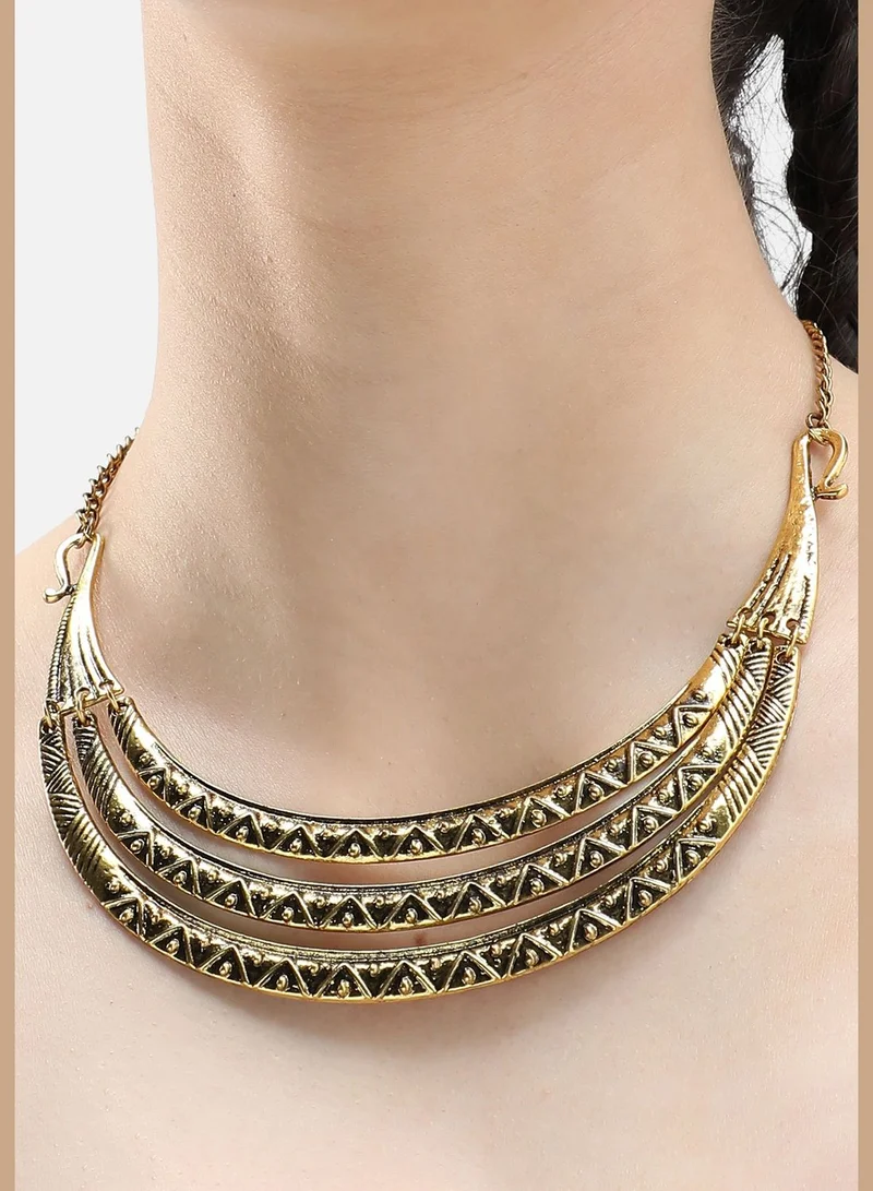 SOHI Gold Plated Party Designer Stone Necklace For Women
