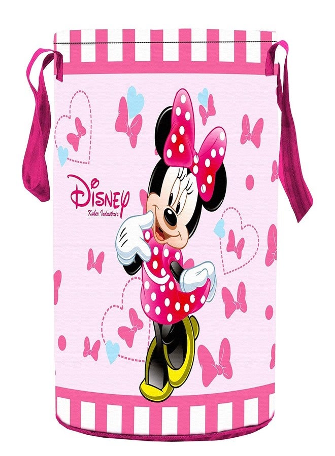 Kuber Industries Disney Minnie Print Non Woven Fabric Foldable Laundry Basket, Toy Storage Basket, Cloth Storage Basket with Handles,45 LTR (Pink) - Image 1