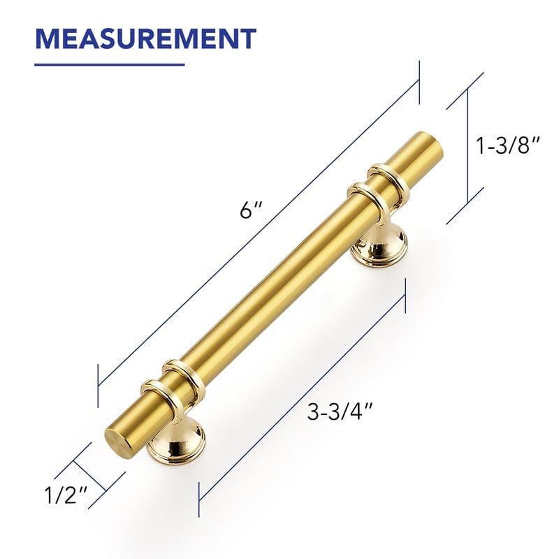 Ravinte Hardware 5 Pack 6 Inch Gold Cabinet Pulls Handles Kitchen Cabinet Hardware Dresser Cupboard Handles Drawer Pulls 375 Inch CC - Image 3