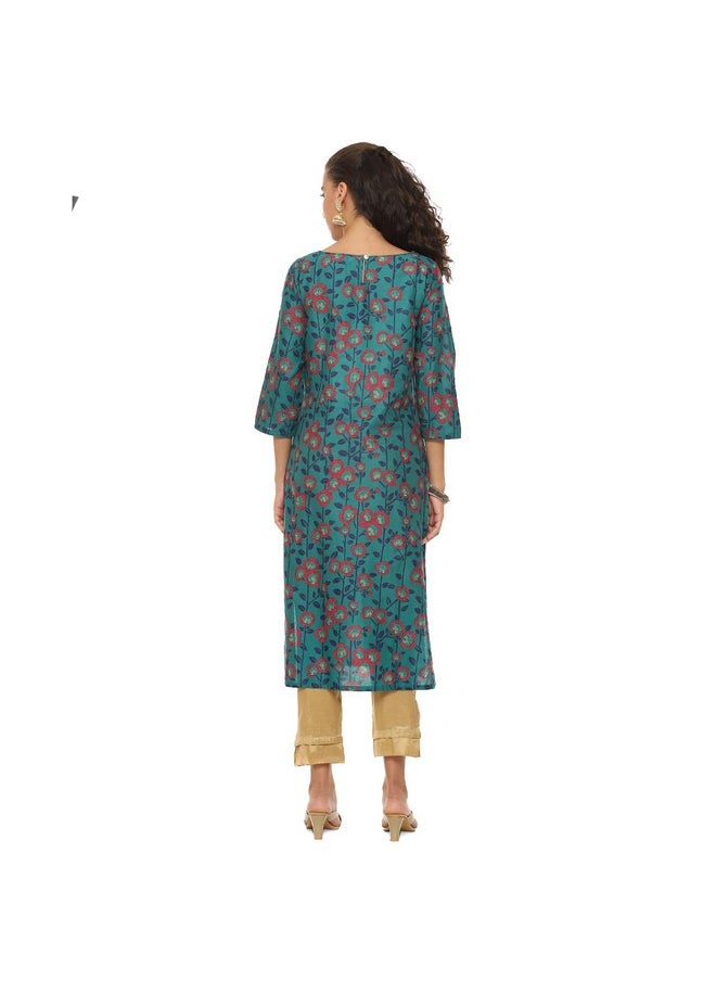 BIBA Women Cotton Printed Straight Kurta(MNMASSORTED16907E_Turquoise_L) - pzsku/Z3CE4AA58F4471816864BZ/45/_/1737806278/640441de-f1ec-4425-9552-0cc5e2509bf5