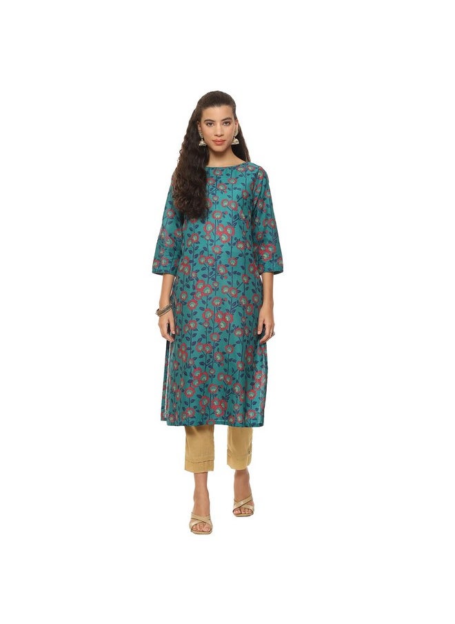 BIBA Women Cotton Printed Straight Kurta(MNMASSORTED16907E_Turquoise_L) - pzsku/Z3CE4AA58F4471816864BZ/45/_/1737806281/a7a330ed-6be5-4a6a-adbd-ba14f2ecaab9