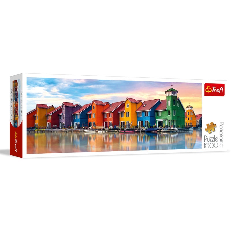Trefl Panorama Groningen, Netherlands 1000 Piece Jigsaw Puzzle Red 38"x13" Print, DIY Puzzle, Creative Fun, Classic Puzzle for Adults and Children from 14 Years Old - Image 1