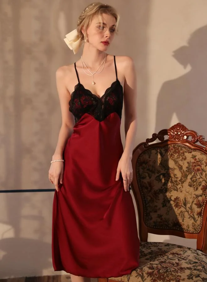 Take Two Red Lace Insert Slip Dress
