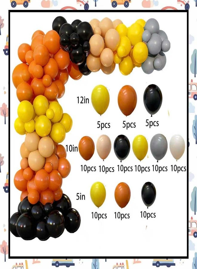 BEOXAGAR 176pcs Construction 2nd Birthday Party Supplies Dump Truck Party Decorations -Includes Balloon, Highchair Banner Backdrop, Photo Banner, Cake Topper，Milestone Poster，hat，foil balloon，Box - Image 5