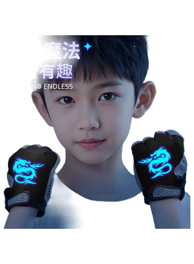 Ousen Children'S Cycling Gloves Night Light Boys Summer Boys Half Finger Student Rock Climbing Protective Cycling Horizontal Bar Sports Gloves - Image 2