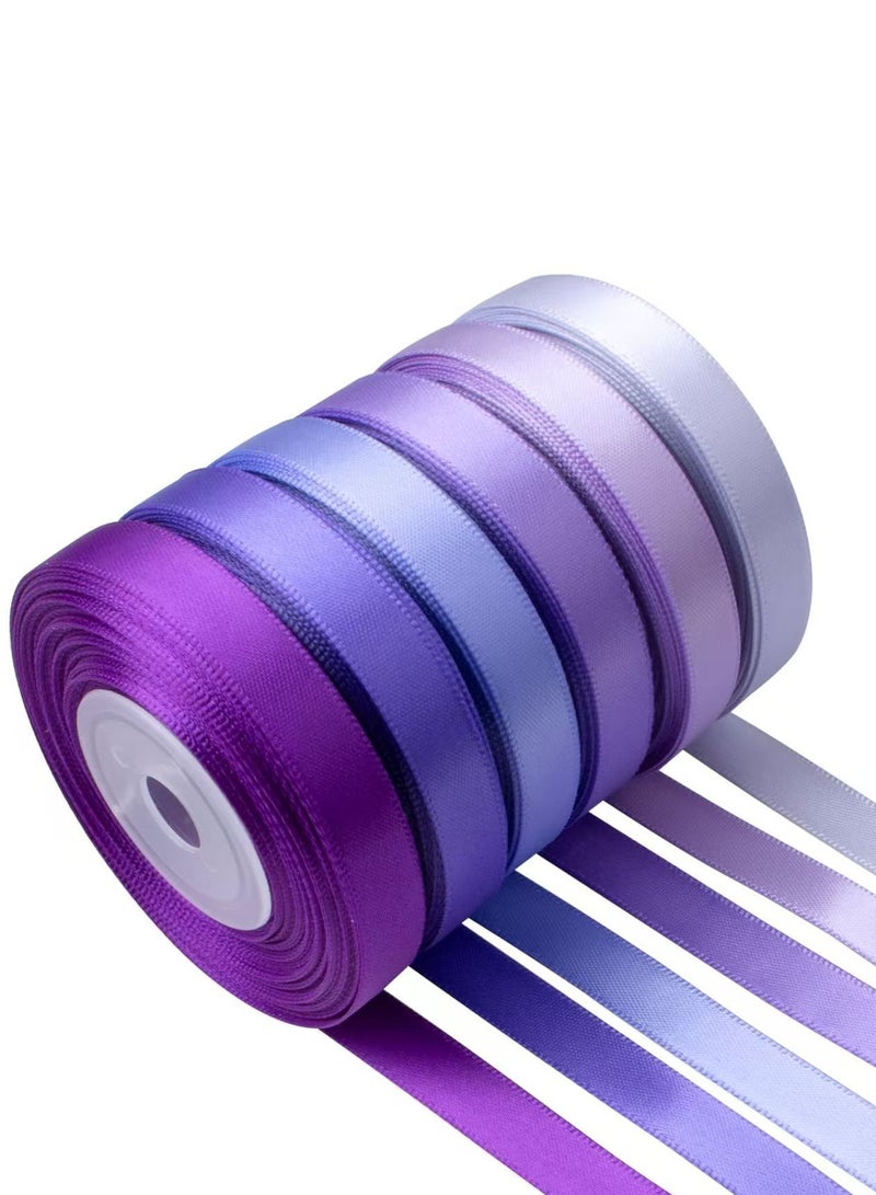 كيلا 6 قطع من شرائط الساتان الأرجوانية الرفيعة، مقاس 3/8 بوصة × 60 ياردة، بألوان متنوعة من الخزامى والليلك والأرجواني الداكن، لباقة الزهور، وتغليف الهدايا، ودعوات الزفاف، وحفلات توديع العزوبية، وأقواس الشعر، وحقائب الهدايا، والحرف اليدوية. - Image 1