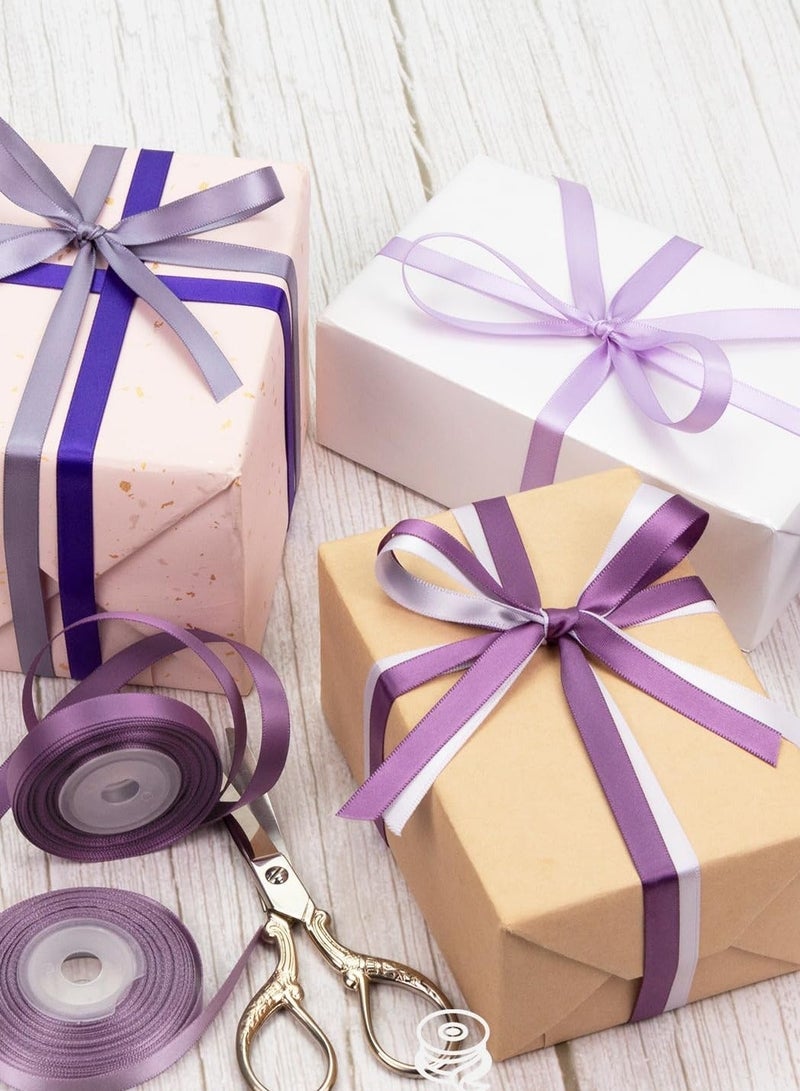Bukela 6pcs Thin Purple Ribbon 3/8 Inch x 60Yds Assorted Lavender, Lilac, Dark Purple, Double Faced Satin Ribbon for Flower Bouquet, Gift Wrapping, Wedding Invitation, Bridal Shower, Hair Bows, Gift Bags, Crafts - Image 5
