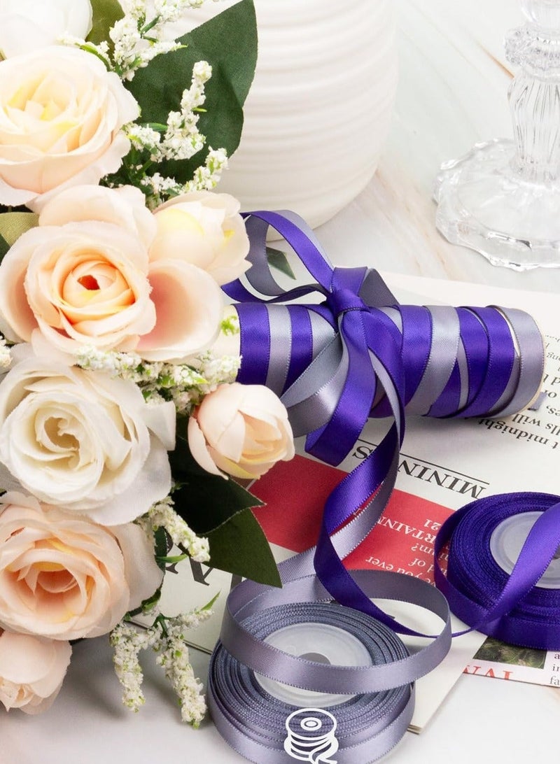 Bukela 6pcs Thin Purple Ribbon 3/8 Inch x 60Yds Assorted Lavender, Lilac, Dark Purple, Double Faced Satin Ribbon for Flower Bouquet, Gift Wrapping, Wedding Invitation, Bridal Shower, Hair Bows, Gift Bags, Crafts - Image 3