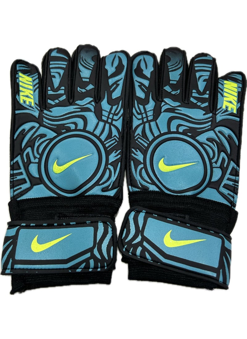 Unes Nk Goalkeeper Glove and Shin Guard Set No 8 12-17 Age Group Set for Many Blue Yellow  - Image 3