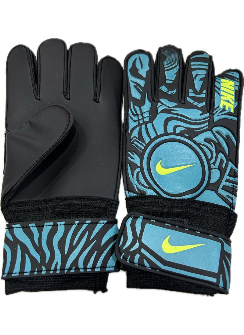 Unes Nk Goalkeeper Glove and Shin Guard Set No 8 12-17 Age Group Set for Many Blue Yellow  - Image 2
