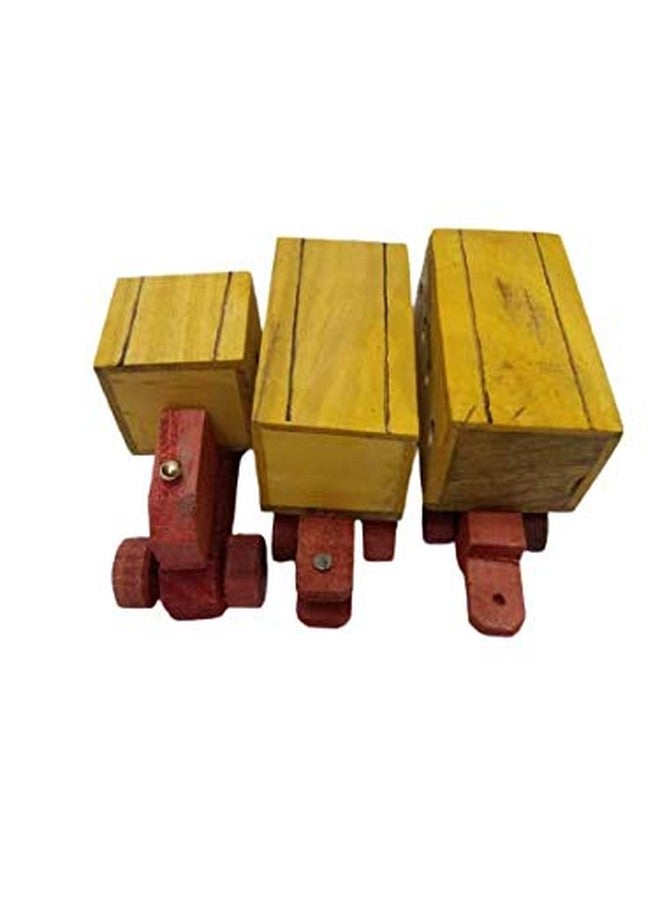 DWH Deluxe Wood Handicrafts Vintage Wooden Classic Yellow Train/ Toy for Kids // Wooden Toy Train Carrier for Kids , Baby Toddler - Image 4