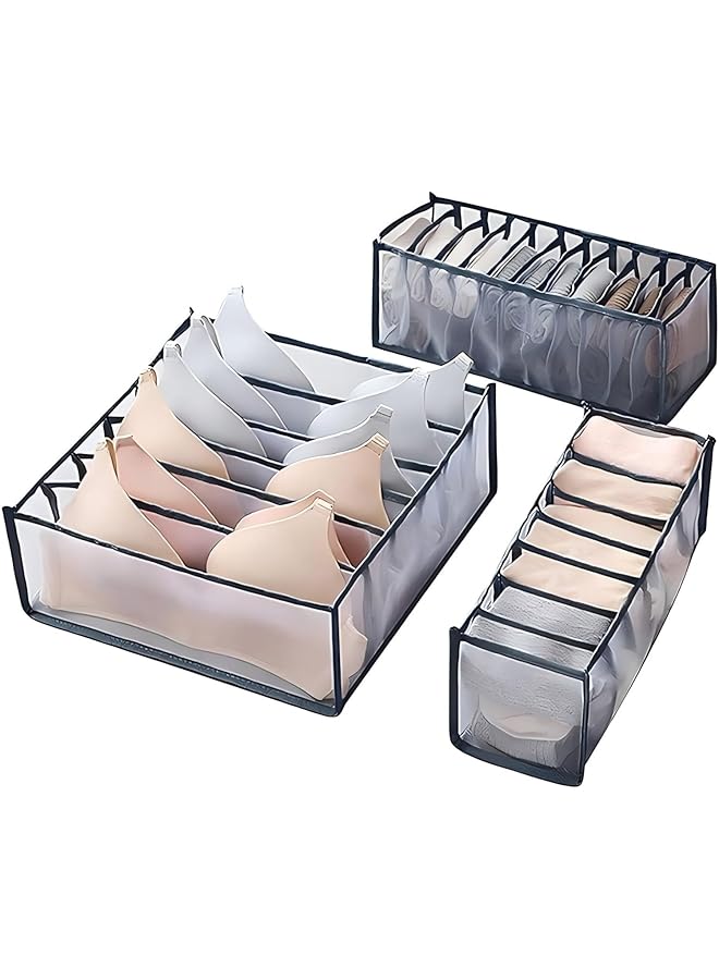 Green Tiger Dresser Drawer Storage Organizer for Undergarments, Thickening Storage Boxes Set of 3(Gray) - Image 1