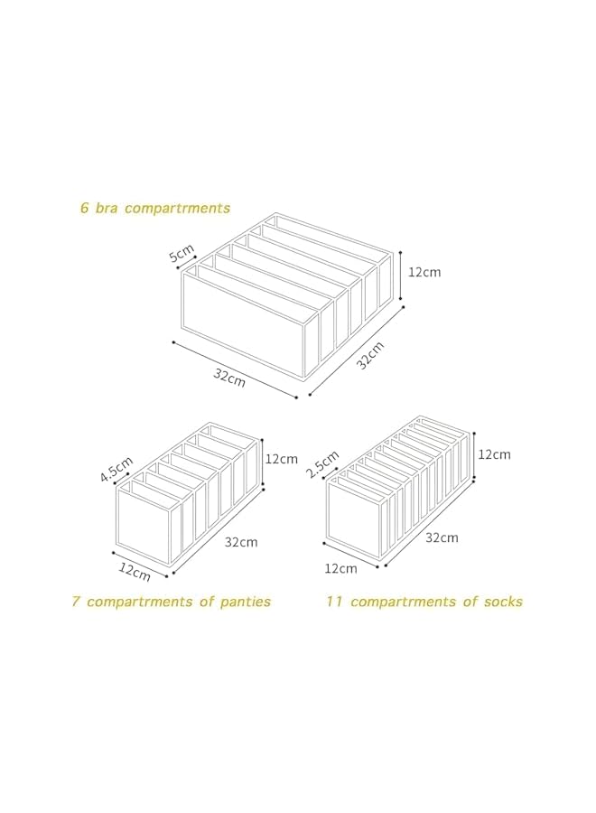 Green Tiger Dresser Drawer Storage Organizer for Undergarments, Thickening Storage Boxes Set of 3(Gray) - Image 2