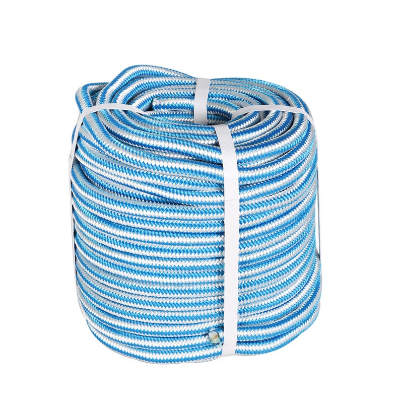 YSMN 12in 150ft Nylon Braided Rope High Force Polyester Cord Heavy Tree Work Line Suitable for Outdoor Use Blue White