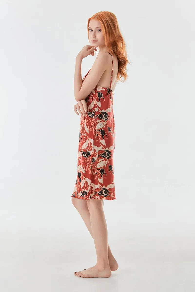 فولامودا Floral Patterned Rope Strap Nightgown