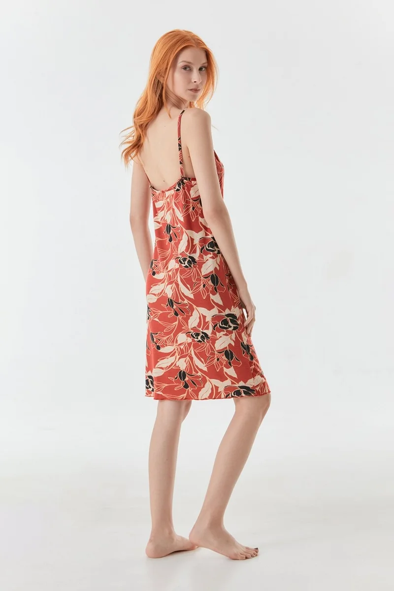 فولامودا Floral Patterned Rope Strap Nightgown