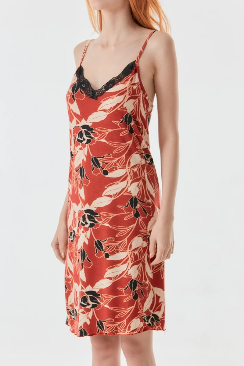 فولامودا Floral Patterned Rope Strap Nightgown