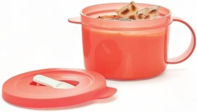 Tupperware CrystalWave Microwave Soup Mug Coral Pink 16 oz Capacity - Image 2
