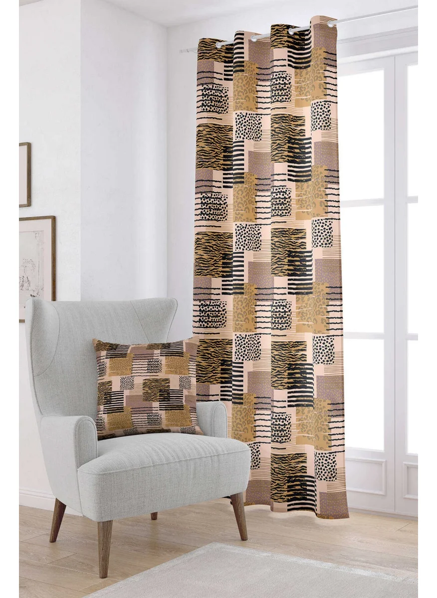 Cango Home Brown Black Modern Leopard Patterned Digital Printed Curtain CGH358-PR