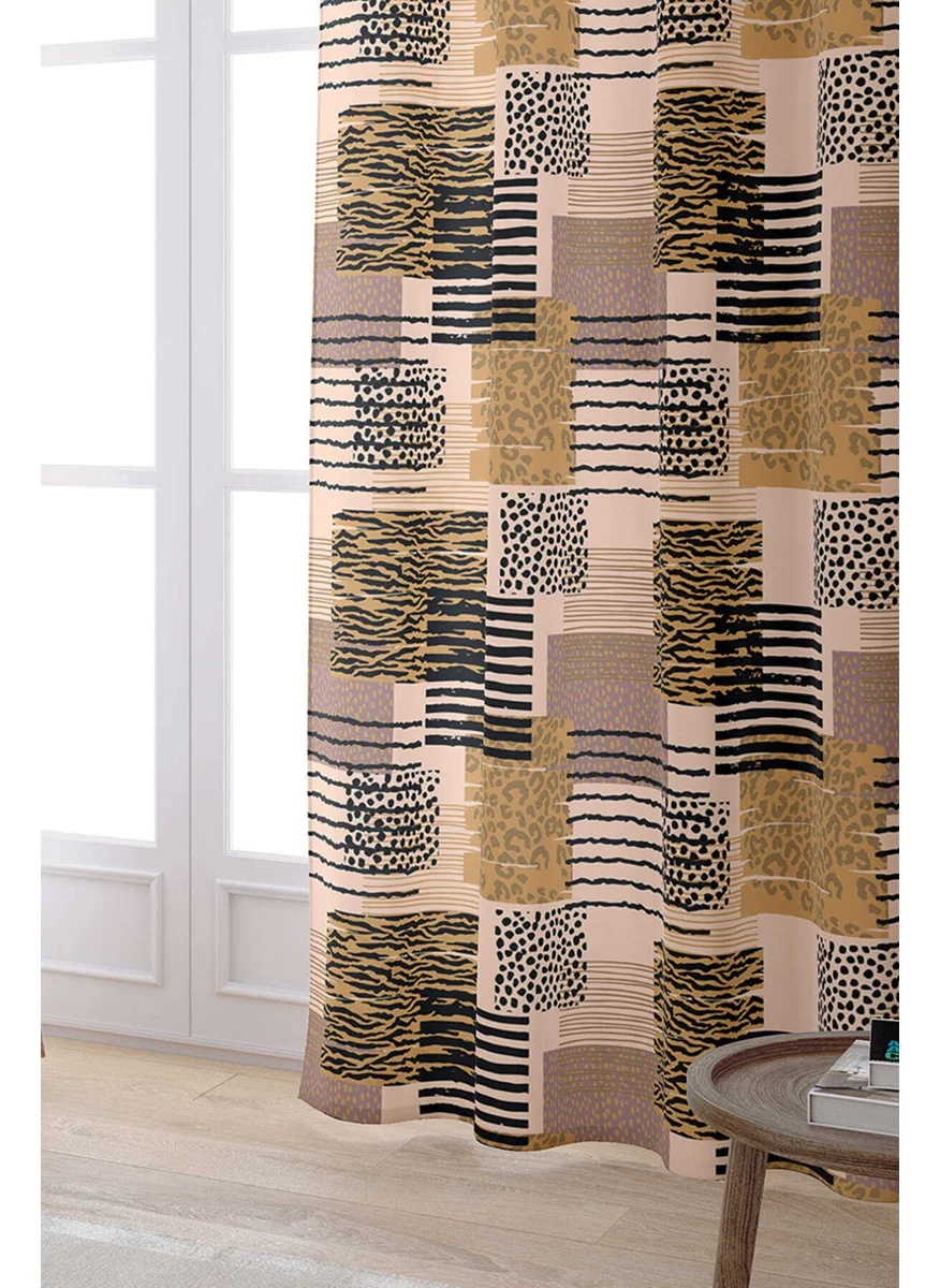 Cango Home Brown Black Modern Leopard Patterned Digital Printed Curtain CGH358-PR