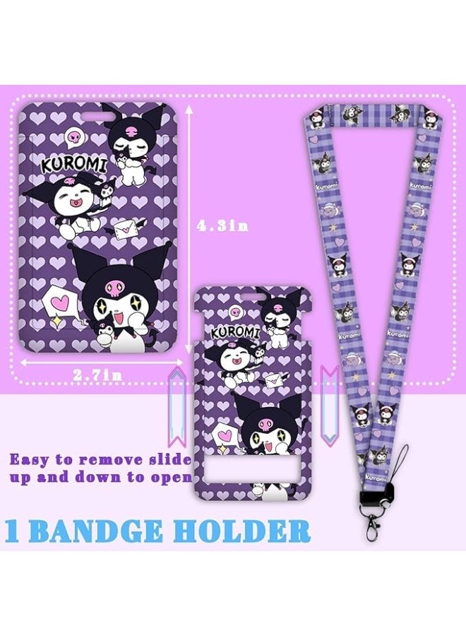 KuromiSchool Supplies Set Cute Stationery Gift Set Kawaii Back to School Stationary Including A5 Notebook Pencil Case Pens Stickers ID Badge holder Ruler Eraser - Image 4