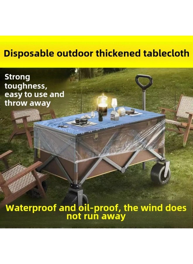 Generic - Picnic Camping Table Disposable Thickened Elastic Windproof Tablecloth Cover Outdoor Trolley Table Waterproof And Oil-proof Super Thick-Color:]-Specifications:10 Packs ] - Image 1